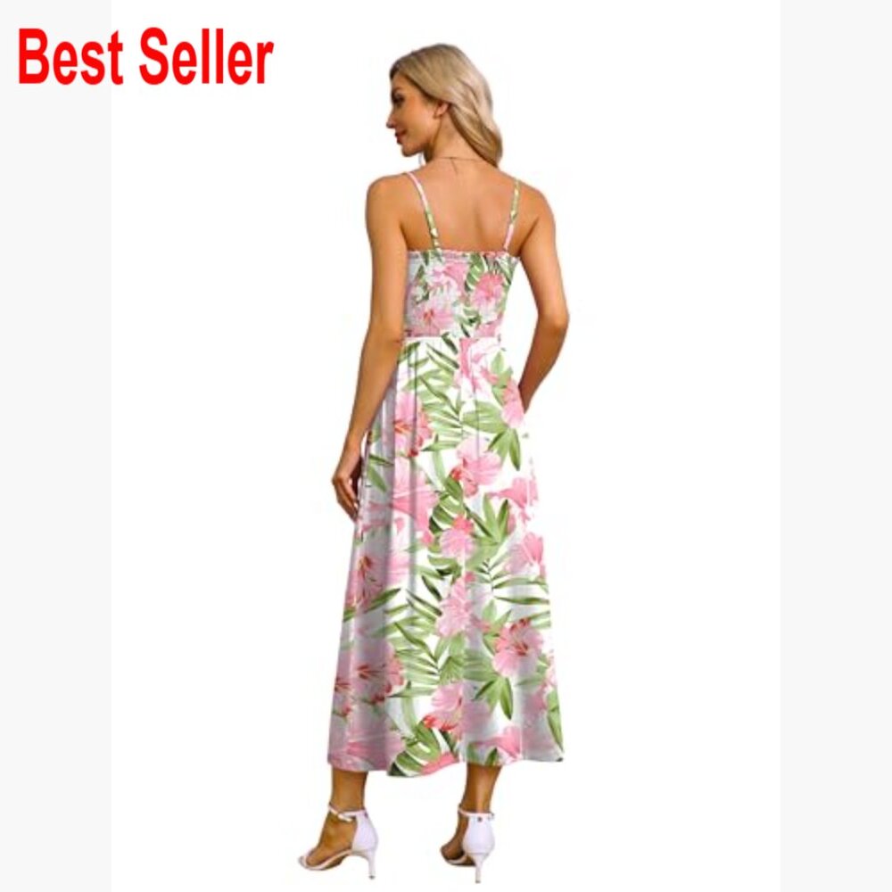 Polyester Spandex Spaghetti Strap Maxi Dress with… - image 5